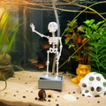Halloween Dancing Skeleton Aquarium Decoration, Bubble-Activated Moving Fish Tank Ornament with Airflow Control Valve