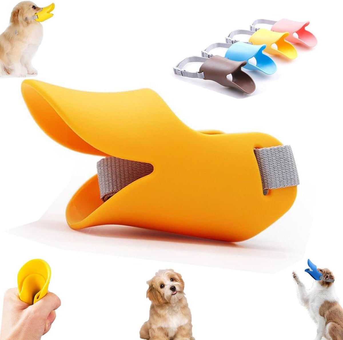 Duck Muzzle for Dogs, Soft Flexible TPR Duckbill Dog Muzzle with Adjustable Strap for Small & Medium Dogs