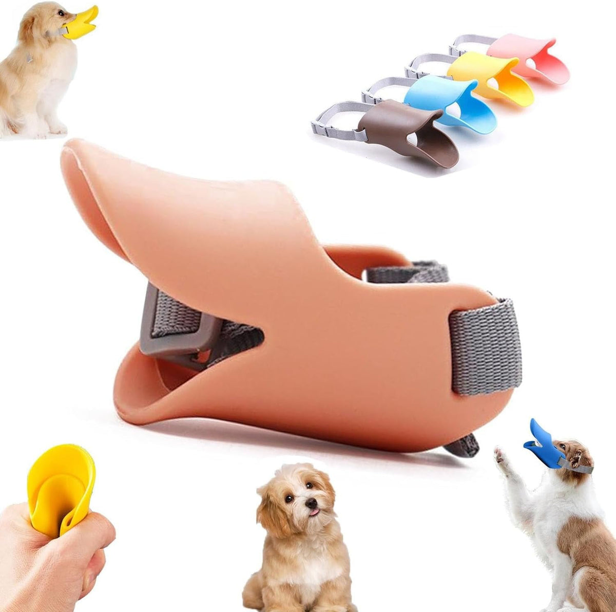 Duck Muzzle for Dogs, Soft Flexible TPR Duckbill Dog Muzzle with Adjustable Strap for Small & Medium Dogs