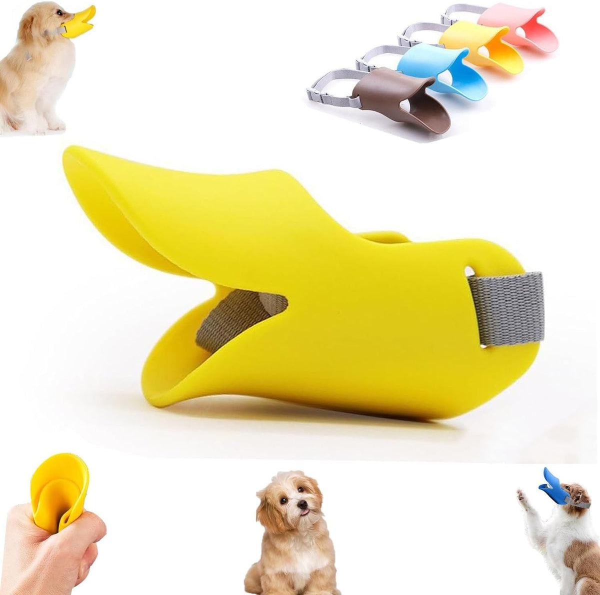 Duck Muzzle for Dogs, Soft Flexible TPR Duckbill Dog Muzzle with Adjustable Strap for Small & Medium Dogs