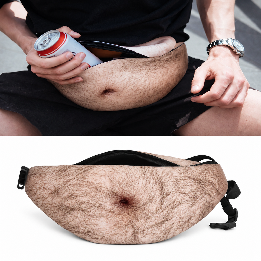 Funny Realistic Belly Stash Waist Pouch with Hidden Zipper