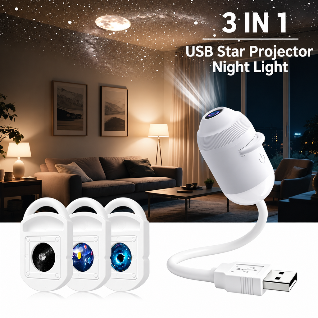 Galaxy Projector 2-in-1 Starry Sky Night Light, 360° Adjustable LED Milky Way Projector Lamp, USB Powered Portable Star Projector for Bedroom, Hallway & Ceiling Decor
