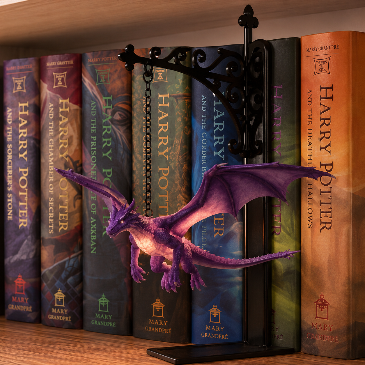Dragon Bookshelf Lamp, Fantasy Hanging Dragon Light for Bookcase, Warm LED Nightlight, Vintage Decorative Book Shelf Light, Unique Gift for Book Lovers and Dragon Fans, Home Library Desk Decor