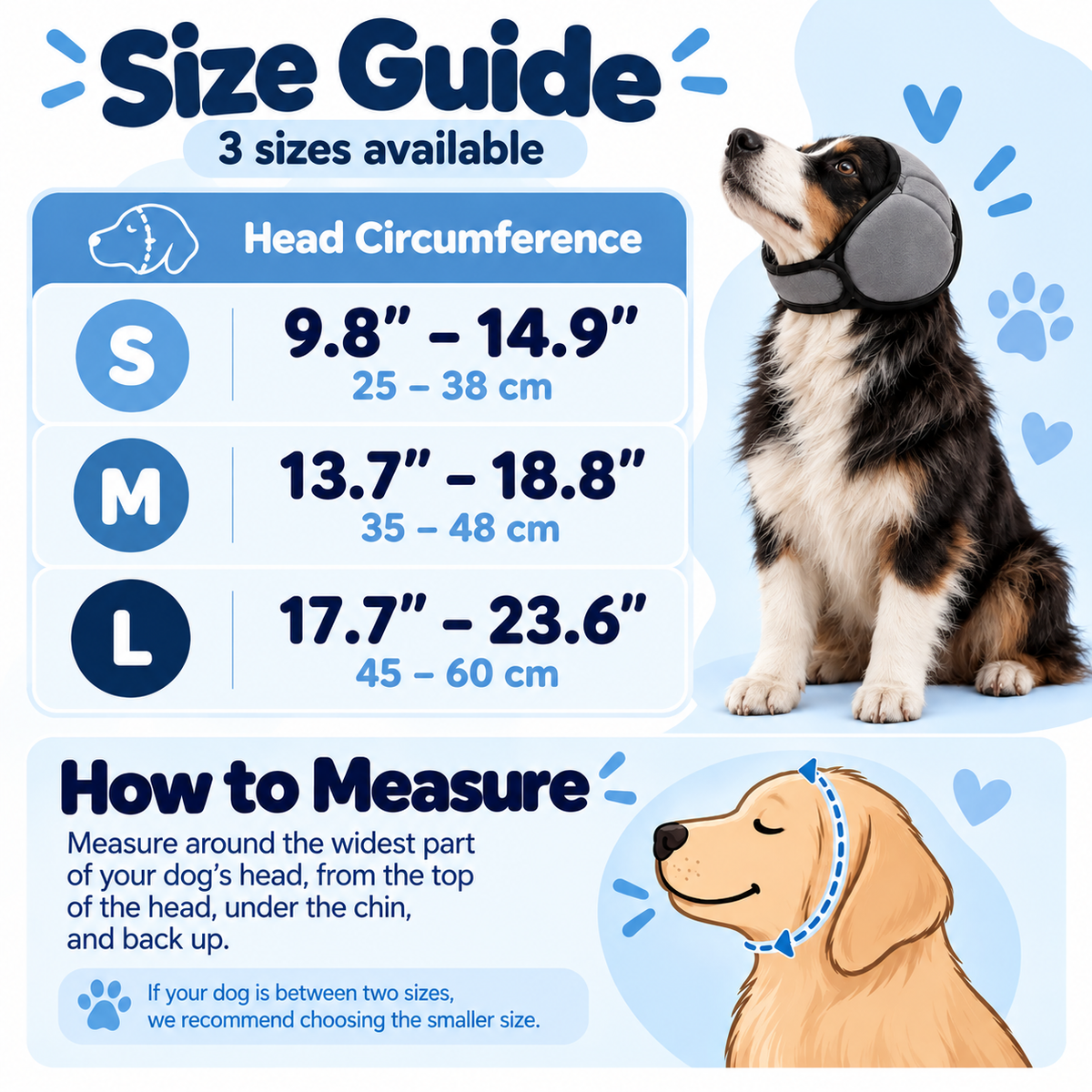 Soft Dog Noise-Reducing Ear Cover, Adjustable Calming Hood for Fireworks, Thunder & Grooming, Flexible Ear Wrap with Hook-and-Loop Closure for Small Medium Large Dogs