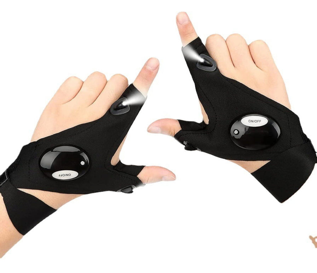 LED Fingerless Flashlight Gloves – Hands-Free Lighting Gloves for Repair, Camping, Running, Night Fishing & Outdoor Activities
