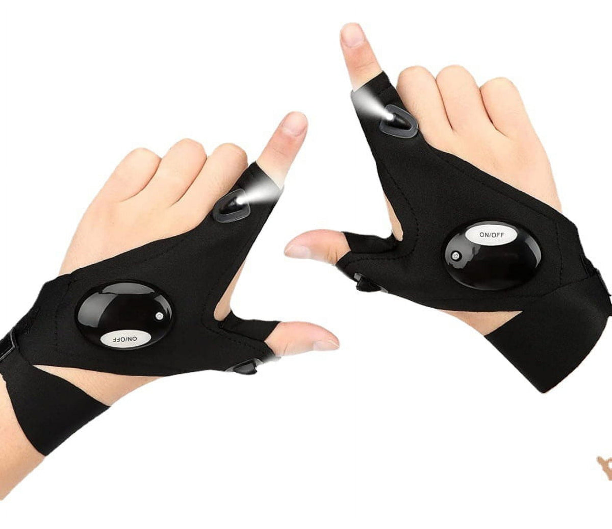 LED Fingerless Flashlight Gloves – Hands-Free Lighting Gloves for Repair, Camping, Running, Night Fishing & Outdoor Activities