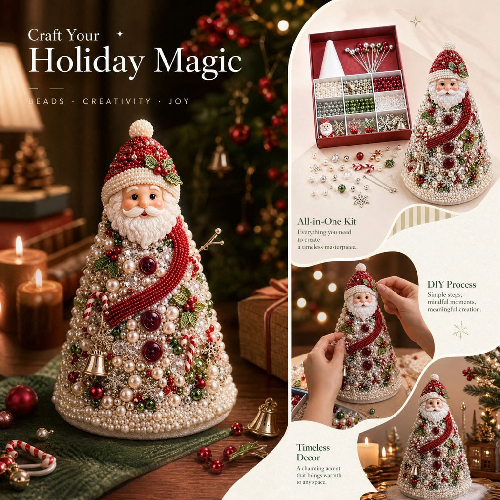 Jeweled Christmas Tree DIY Christmas Craft Christmas Decorations Beaded Christmas Tree 7.48IN All In One Handmade Christmas Table Decor Kit