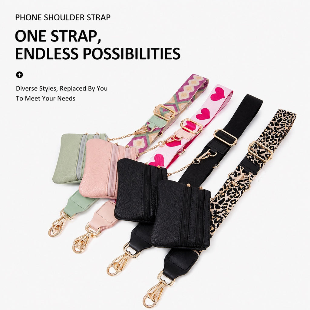 Adjustable Phone Shoulder Strap with Detachable Pouch for Hands-Free Carry