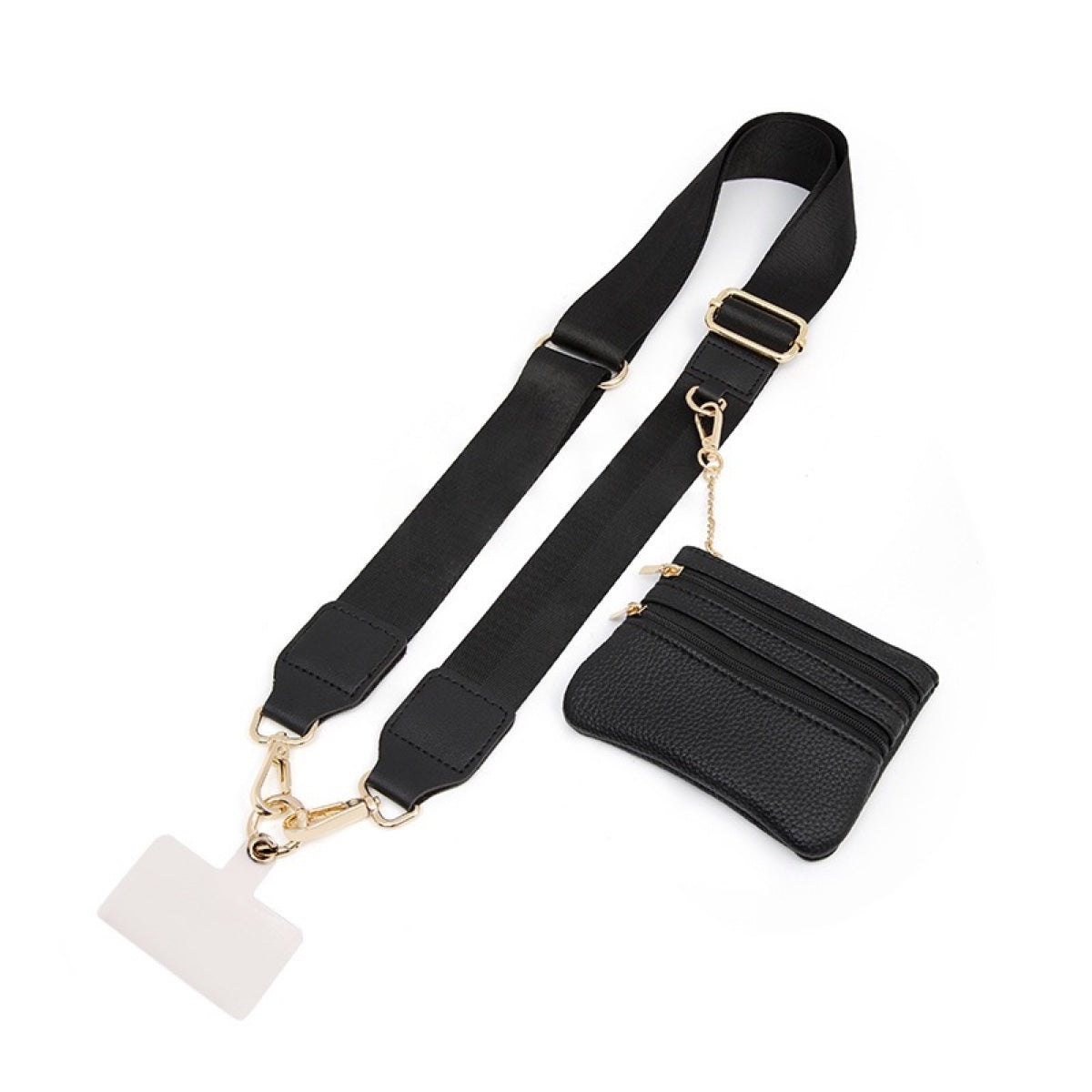 Adjustable Phone Shoulder Strap with Detachable Pouch for Hands-Free Carry