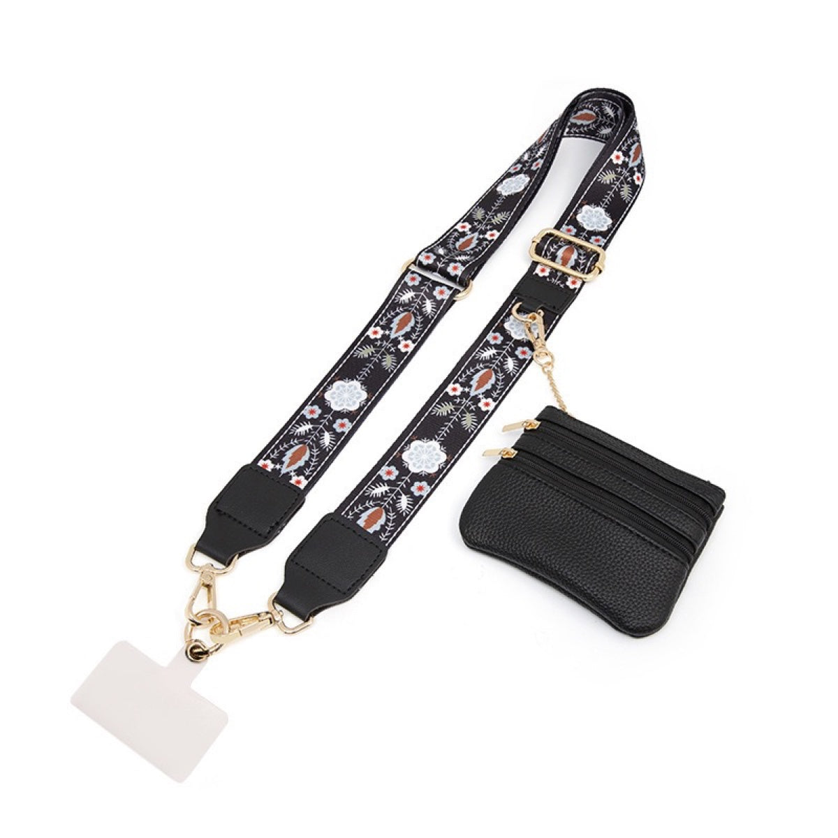 Adjustable Phone Shoulder Strap with Detachable Pouch for Hands-Free Carry
