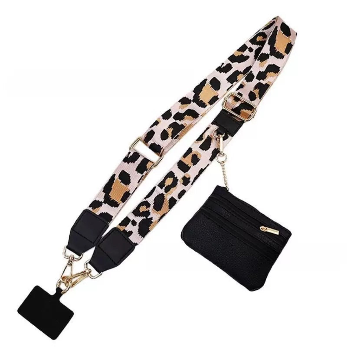 Adjustable Phone Shoulder Strap with Detachable Pouch for Hands-Free Carry