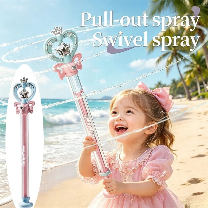 Magic Fairy Wand Water Gun, Pull-back Water Gun, Outdoor Water Play, Interactive Summer Toy for Children