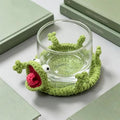 Handmade 3D Crochet Lizard Coaster, Funny Animal Cup Mat, Cute Desk Decor and Unique Gift for Home & Office