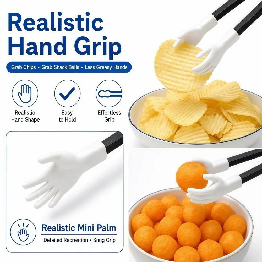 Novelty Reusable Finger Snack Chopsticks Palm Shape PLA Finger Food Tongs Non-slip Durable Game Snack Clips Party-Use