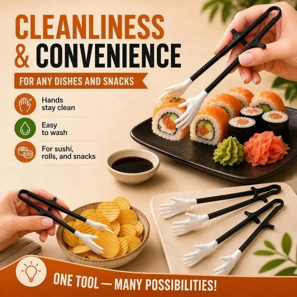 Novelty Reusable Finger Snack Chopsticks Palm Shape PLA Finger Food Tongs Non-slip Durable Game Snack Clips Party-Use