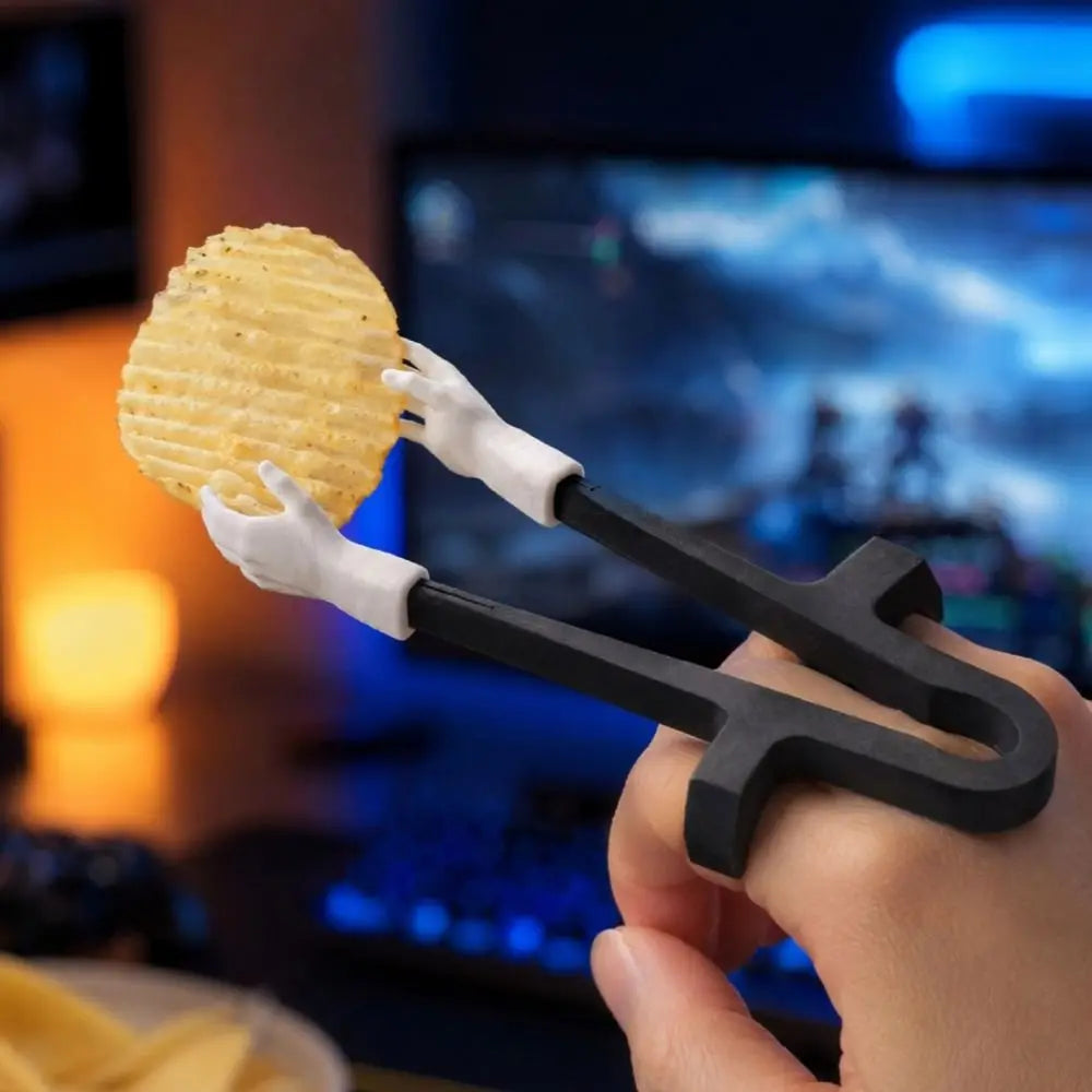 Novelty Reusable Finger Snack Chopsticks Palm Shape PLA Finger Food Tongs Non-slip Durable Game Snack Clips Party-Use