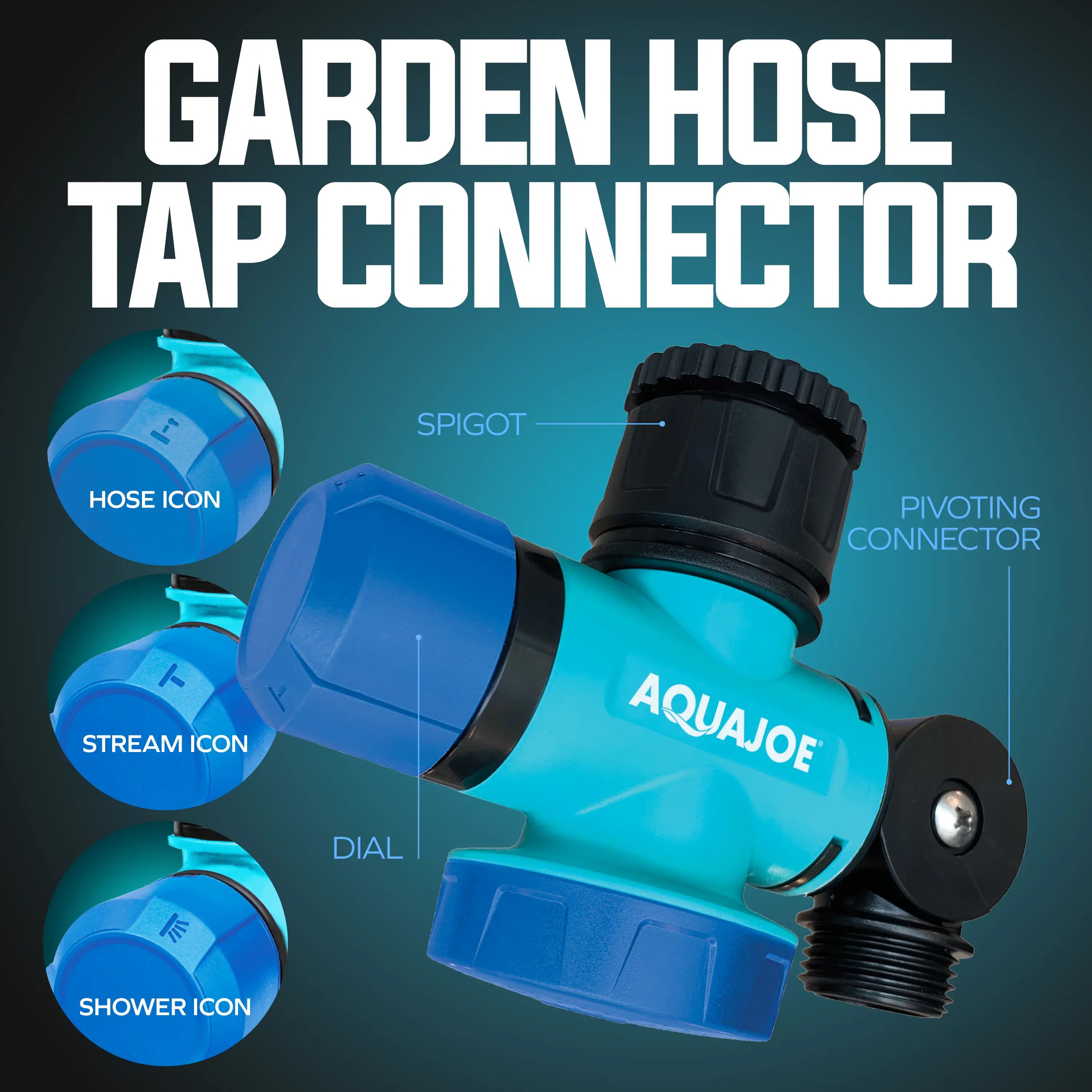AQUA JOE Multi-Function Outdoor Faucet and Garden Hose Tap Connector