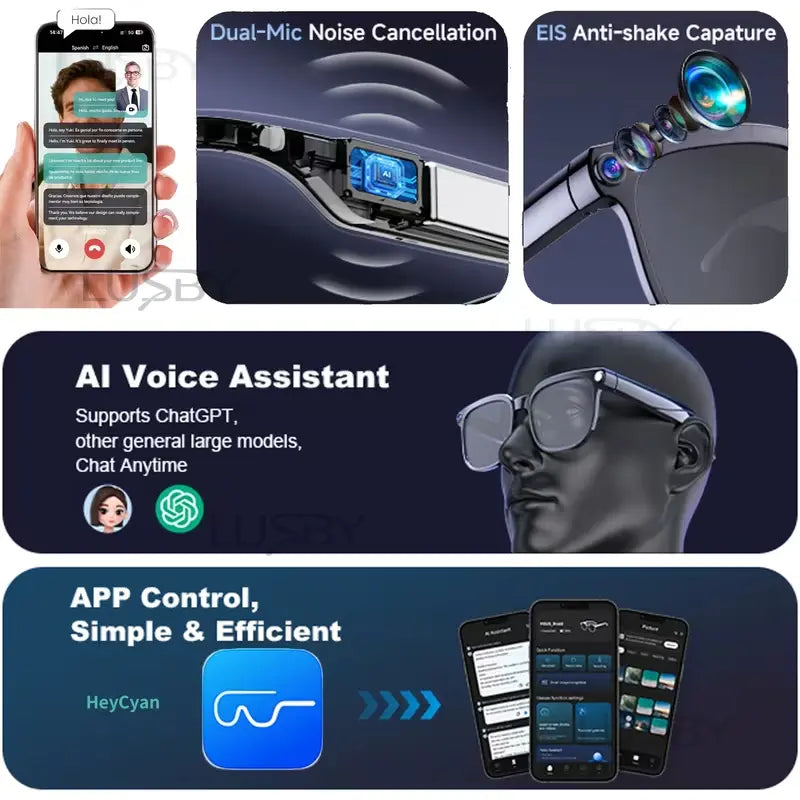 Smart AI Camera Glasses with 8MP Photochromic Lenses ,Button Touch Adjustment for Travel Outdoor Adventures Hands-Free Photography 160+Languages Real-Time Translation Bluetooth Wireless Wearable Video Recording UV Protection ,Valentine's Day gifts