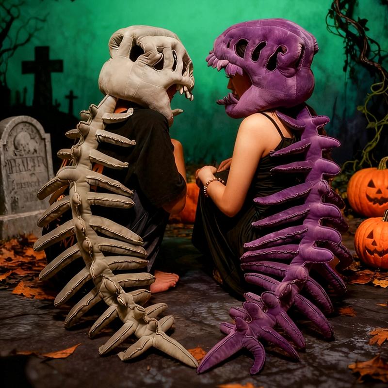 Dinosaur Skeleton Headgear Pillow, 4 Color Options Available, Unisex Cushion, Perfect for Party Cosplay and Sofa Lounging