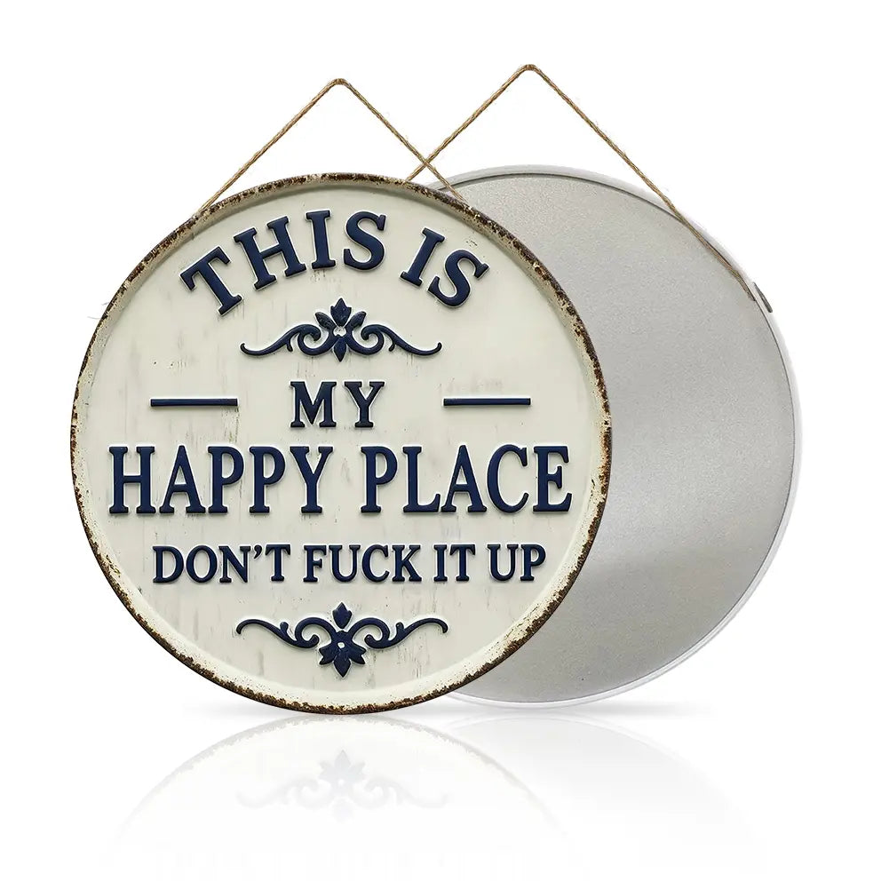 “Welcome to My Happy Place” Metal Sign - Multicolor Wall Art for Home & Office, Perfect Mother's Day Gift (8"/12")
