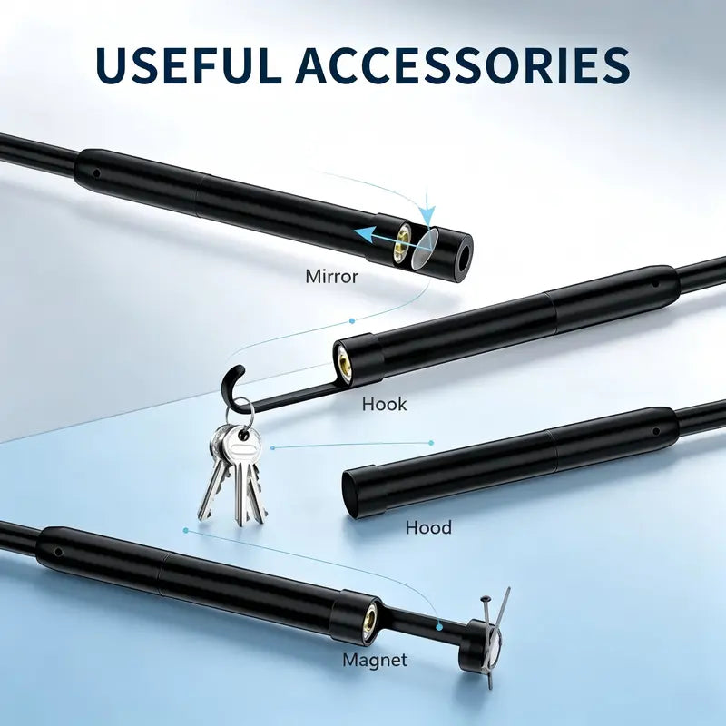 1920P HD Automotive Diagnostic Endoscope Borescope Inspection Camera, 2MP with 8 Adjustable LED Lights, 11.48ft Semi-Rigid Snake Cable, IP67 Waterproof Probe, Plug & Play for iPhone & Android, Car & Home Inspection