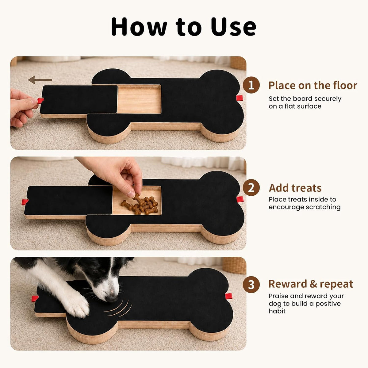 Dog Nail Scratch Board with Treat Box & Drawer, Dog Nail Scratch Non-Slip for Large Dog