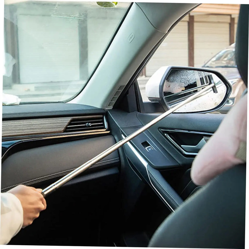 Car Rearview Mirror Wiper, Retractable Car Side Mirror Squeegee with Long Handle