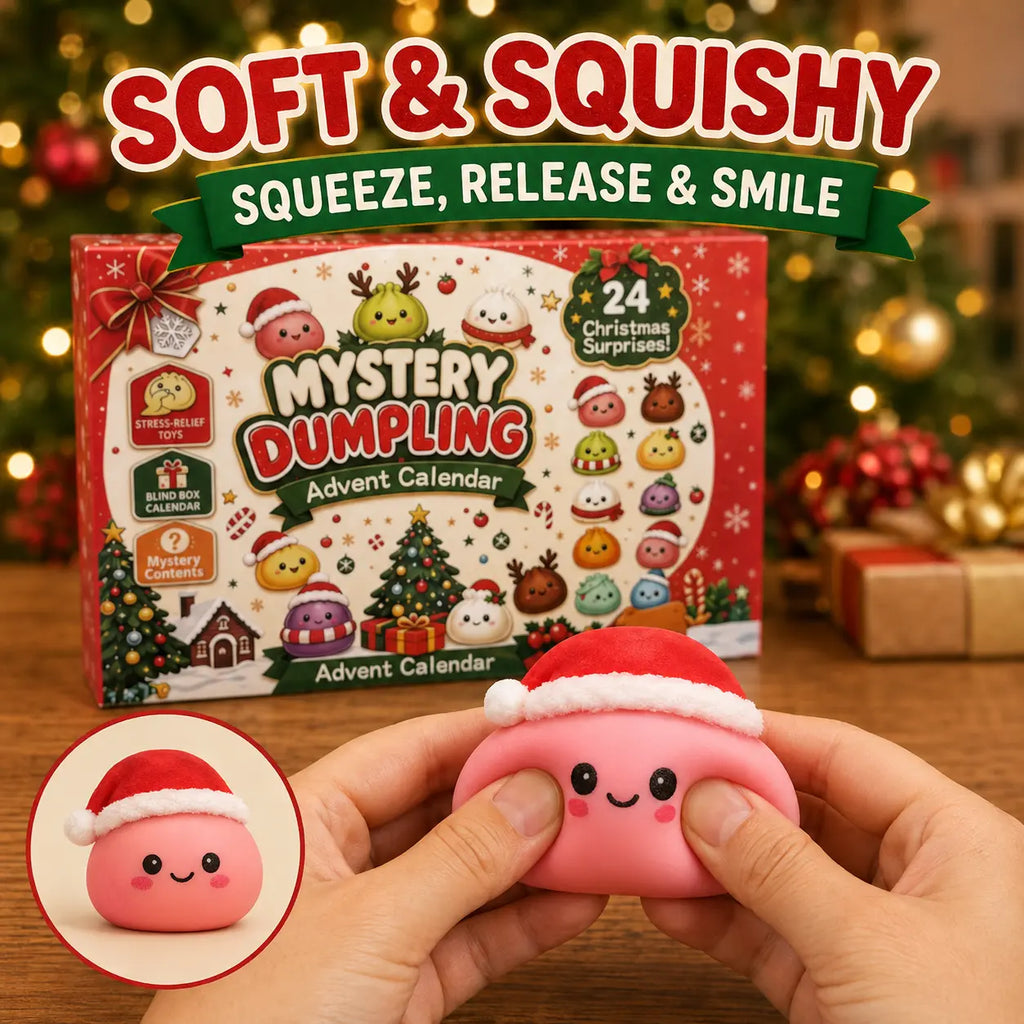 2026 Christmas Advent Calendar with 24 Mini Dumpling Squishies, Glitter Squeeze Toy Countdown Calendar, Holiday Gift for Kids