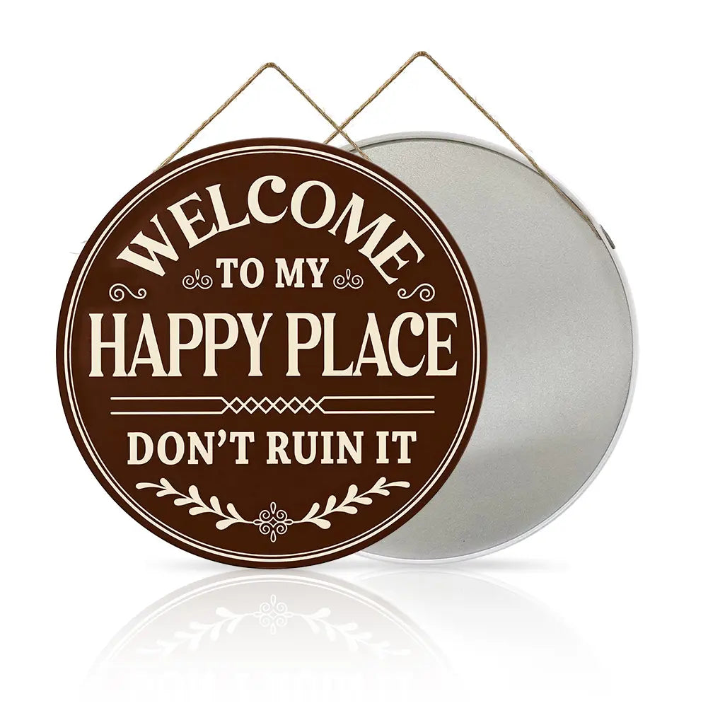 “Welcome to My Happy Place” Metal Sign - Multicolor Wall Art for Home & Office, Perfect Mother's Day Gift (8"/12")