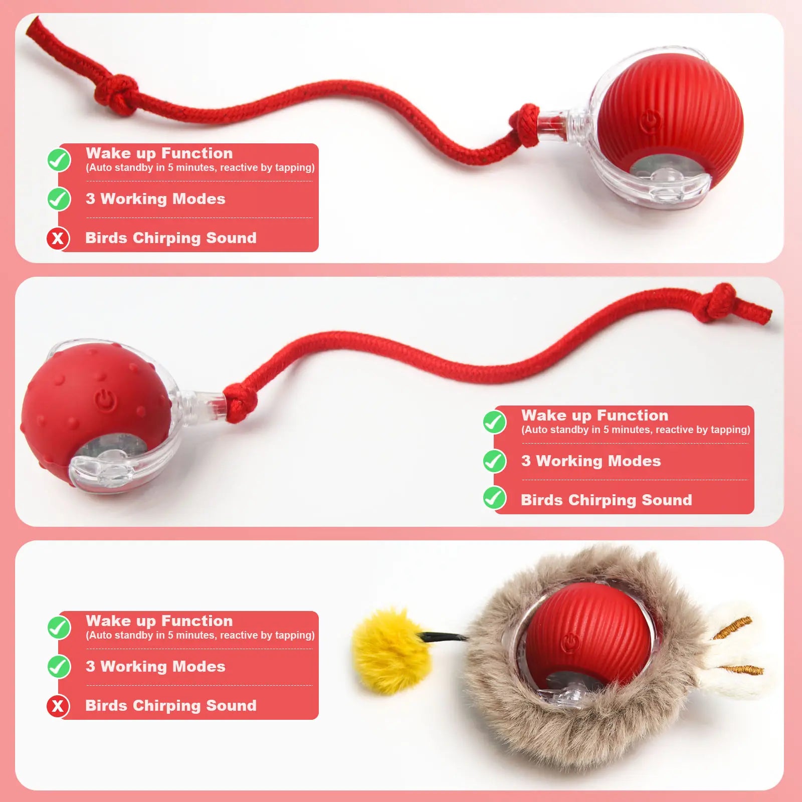 Interactive Cat Ball Toy | Bird Chirping & Motion Activated Rug Kicker