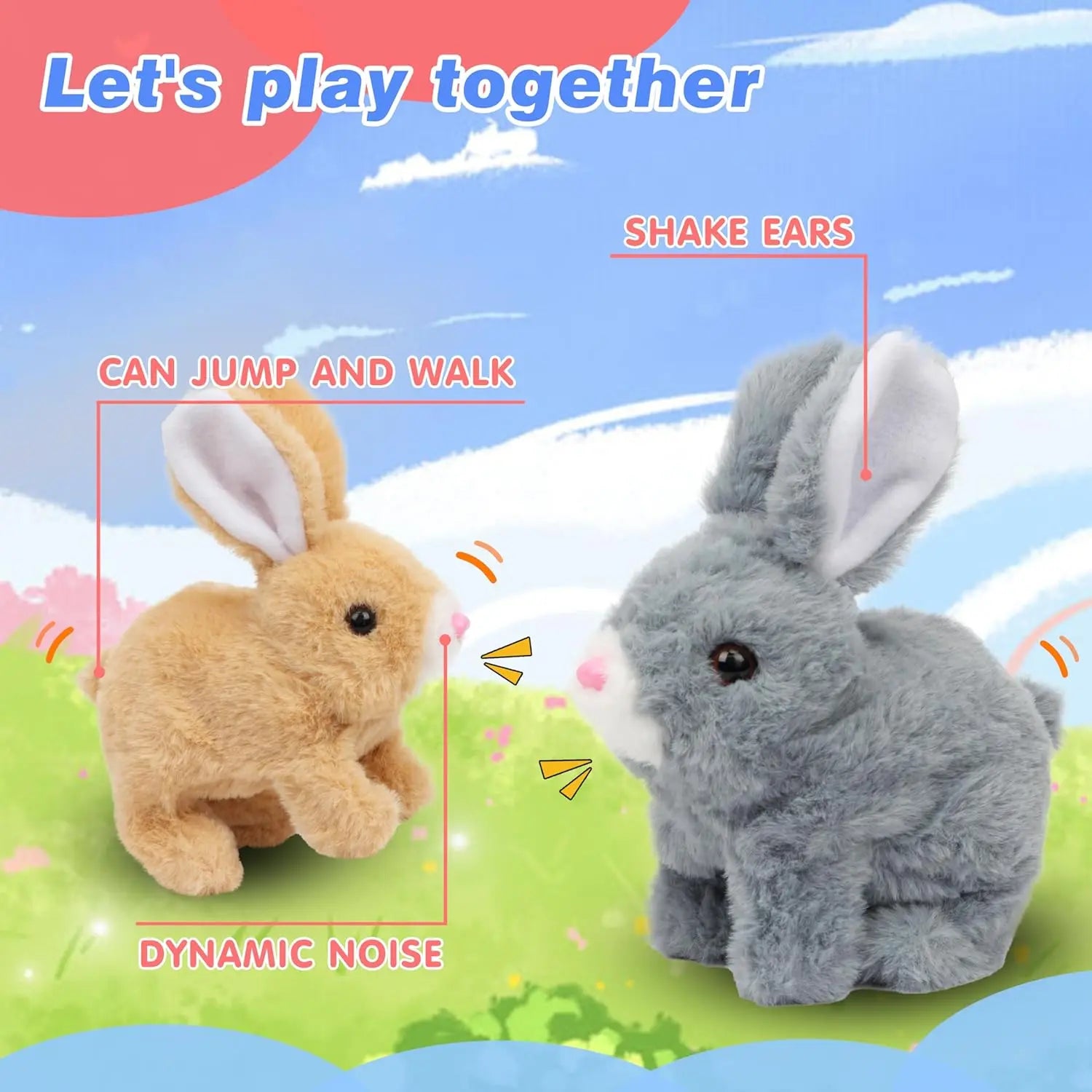 Realistic Hopping Rabbit Plush | Interactive Walking Bunny with Sound & Wiggle Ears
