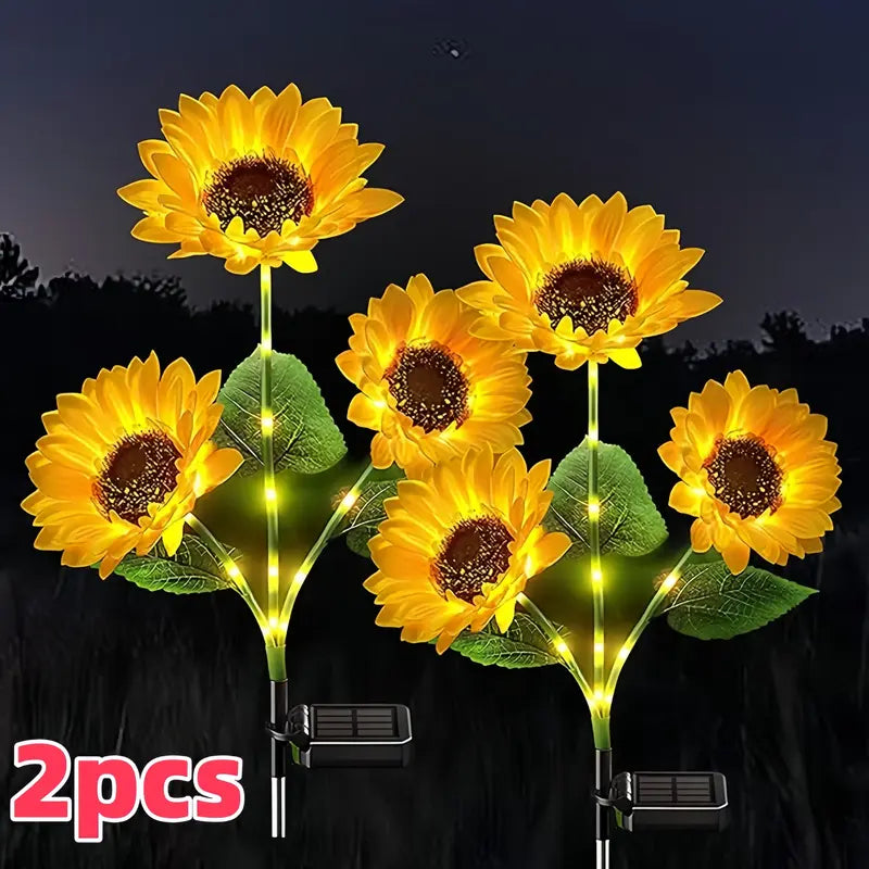 2/4/8pcs Solar LED Sunflower Garden Lights Realistic