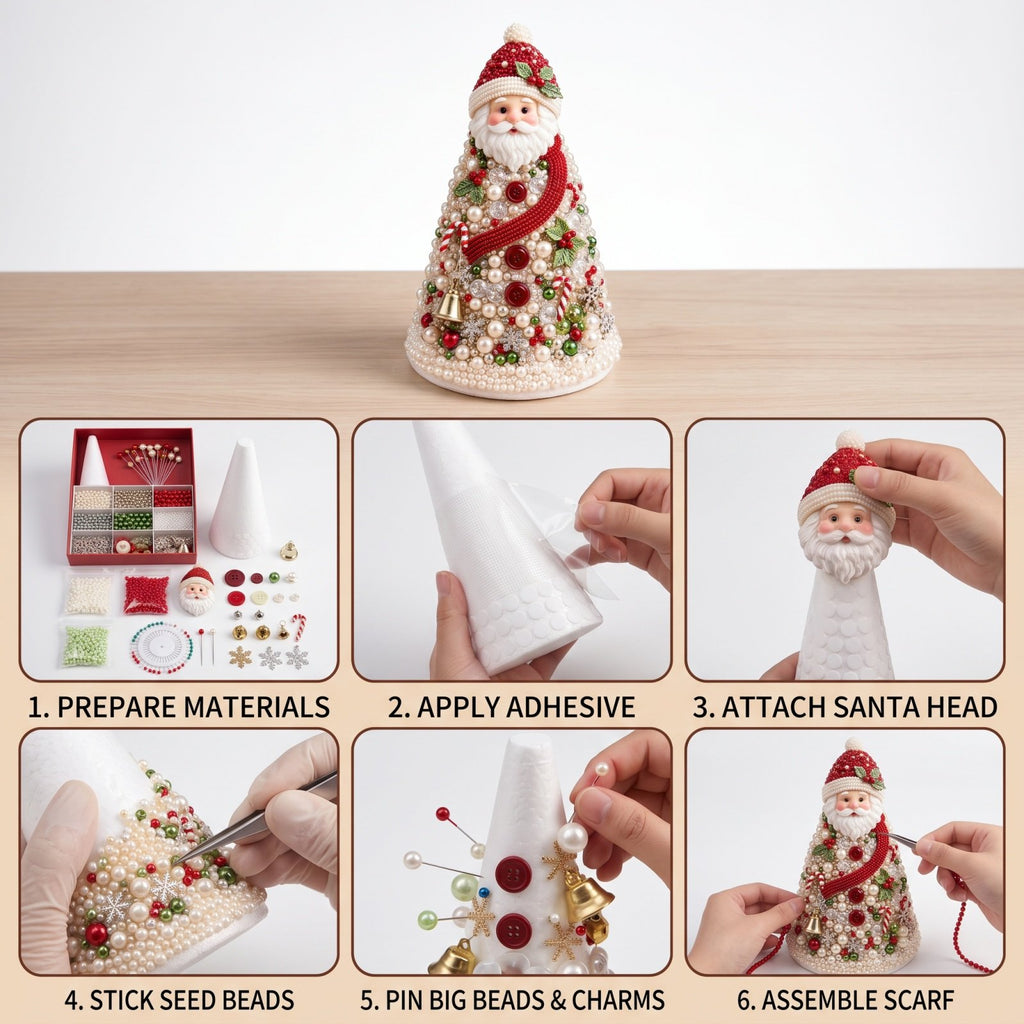 Jeweled Christmas Tree DIY Christmas Craft Christmas Decorations Beaded Christmas Tree 7.48IN All In One Handmade Christmas Table Decor Kit