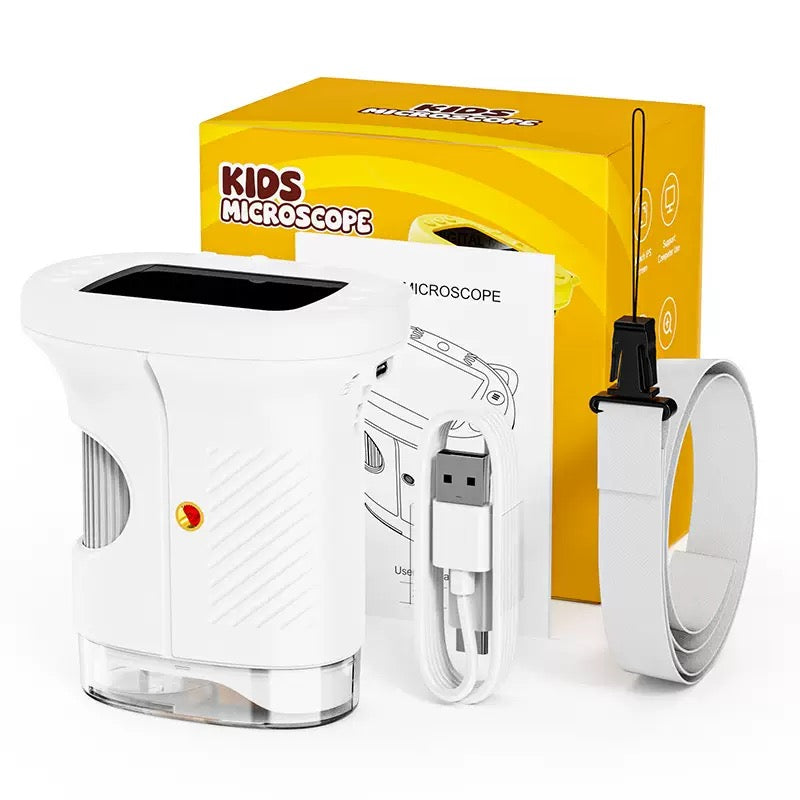 [2027 Upgraded] Kids Digital Microscope with 2.4” 4K Screen, Built-In Photo & Video Camera, 200X–1000X Magnification & 100M Telescope, STEM Educational Gift for Kids Ages 3–12