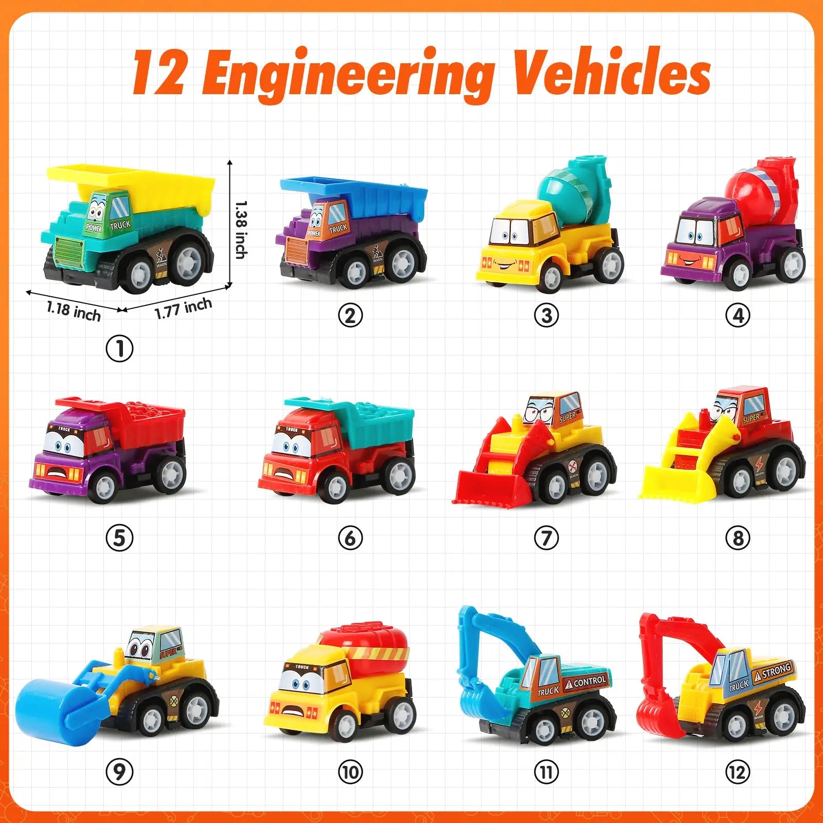 12 Pre-filled Easter Eggs with Pull-Back Engineering Construction Toys