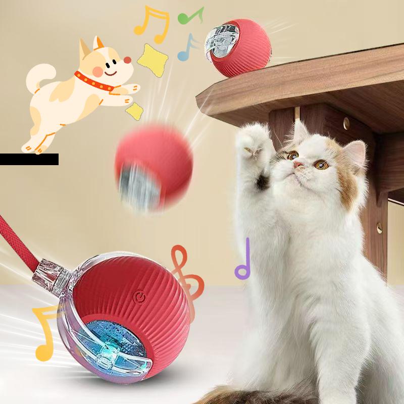 Interactive Dog Cat Toys Durable USB Rechargeable Automatic Rolling Ball with Obstacle Avoidance for Small Medium Large Pets