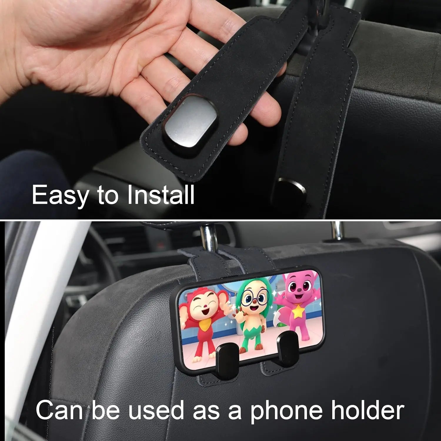 2-Pack Car Headrest Hooks, Heavy-Duty Car Seat Organizer Hooks for Purses, Handbags, Groceries & Backpacks