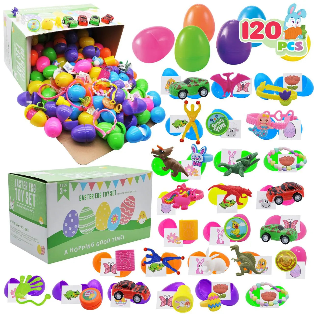 Prefilled Easter Eggs Toys and Stickers for Easter Egg Hunt, Filled with Toys Party Favors for Kids Boys Girls Easter Eggs Hunt, Basket Stuffers Fillers, Classroom Prize Supplies Kids Outdoor Play