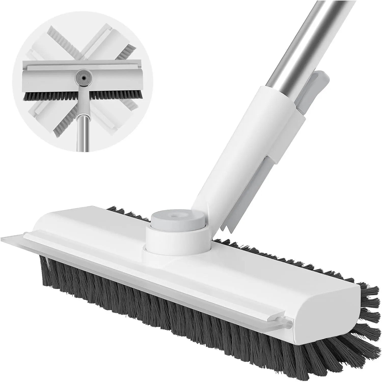 3-in-1 Heavy-Duty Floor Scrub Brush with Long Handle & Scraper