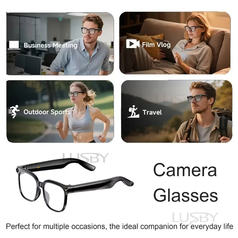 Smart AI Camera Glasses with 8MP Photochromic Lenses ,Button Touch Adjustment for Travel Outdoor Adventures Hands-Free Photography 160+Languages Real-Time Translation Bluetooth Wireless Wearable Video Recording UV Protection ,Valentine's Day gifts