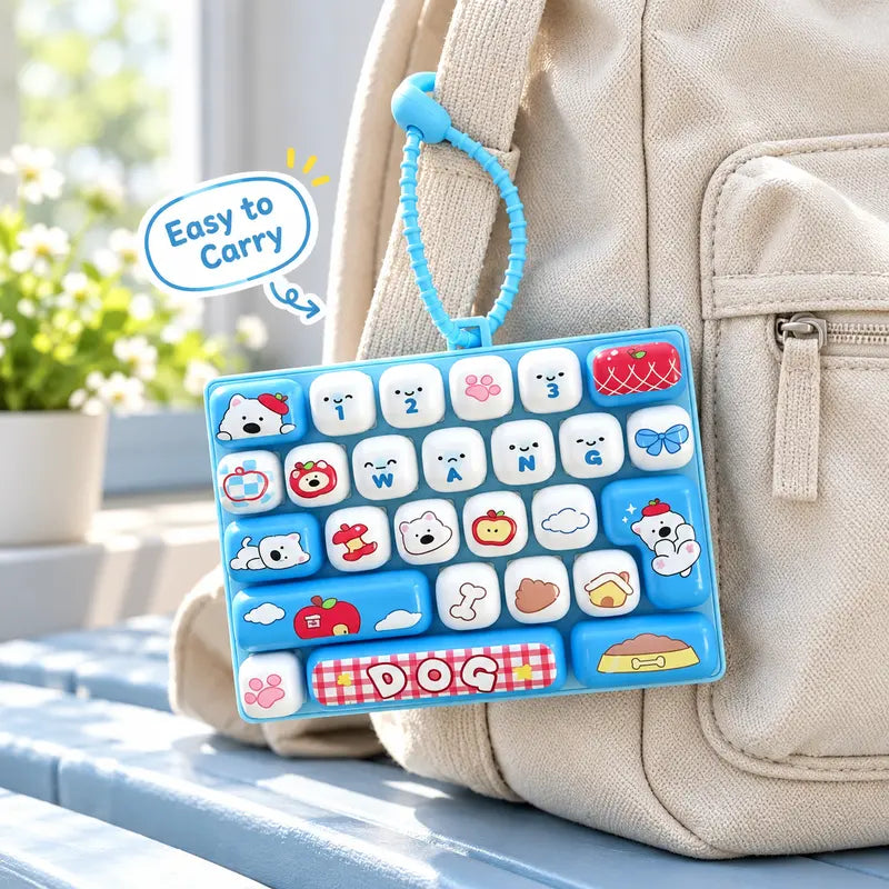 26-Key Mini Keyboard Keychain, Cute Pressable Fidget Toy with Portable Loop, Sensory Finger Toy & Backpack Accessory for Teens, Adults, Gifts & Travel