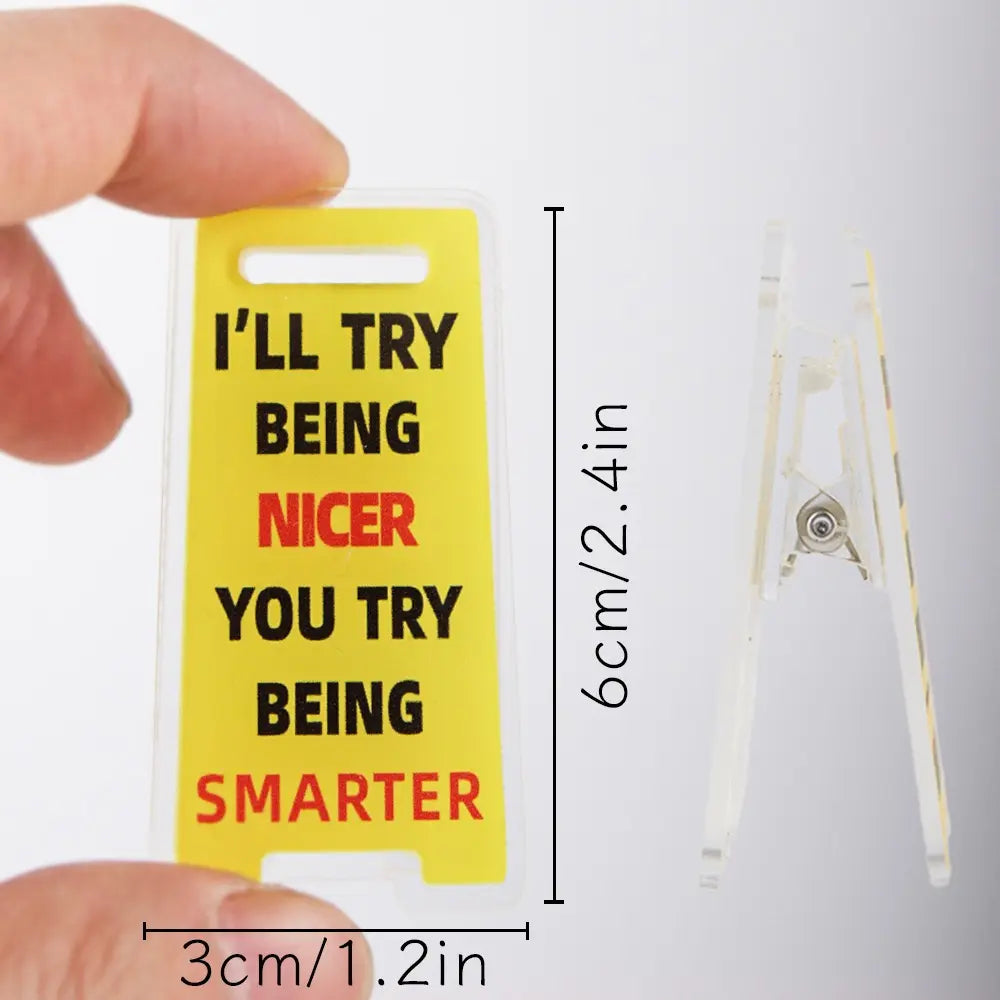 10Pcs Funny Acrylic Desktop Warning Signs - Waterproof Meme Message Clips with Adhesive for Office Desk & Home, Humor Gag Gift for Boss or Coworkers