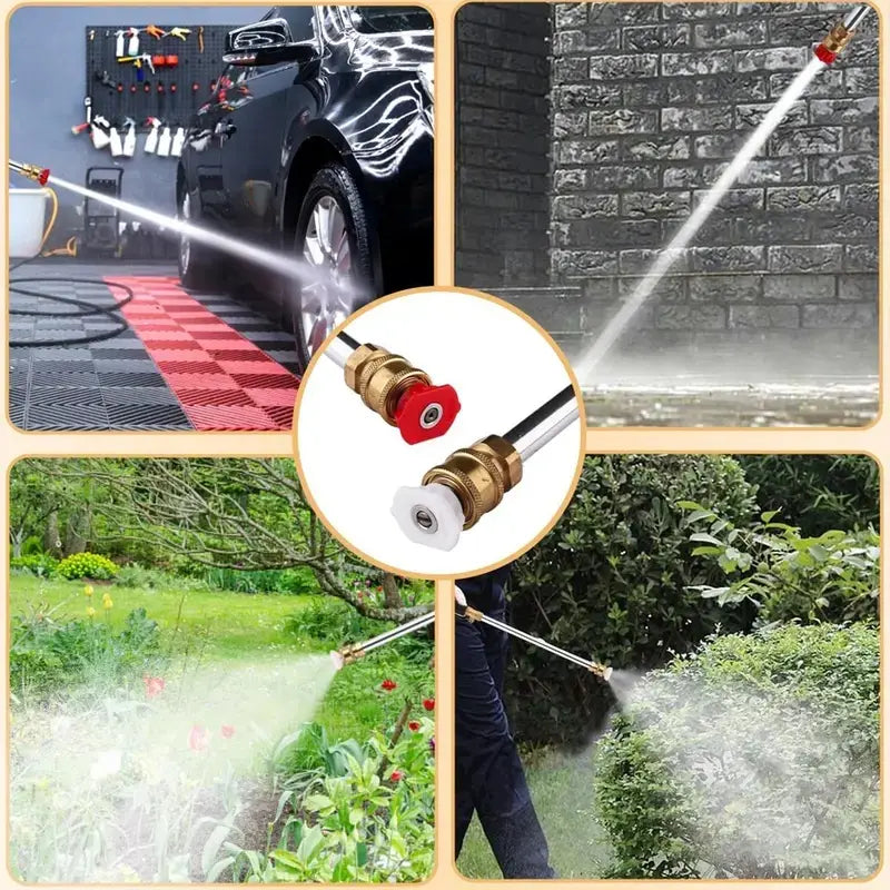 Hydro Jet Power Washer Wand | High Pressure Hose Nozzle with 2 Tips