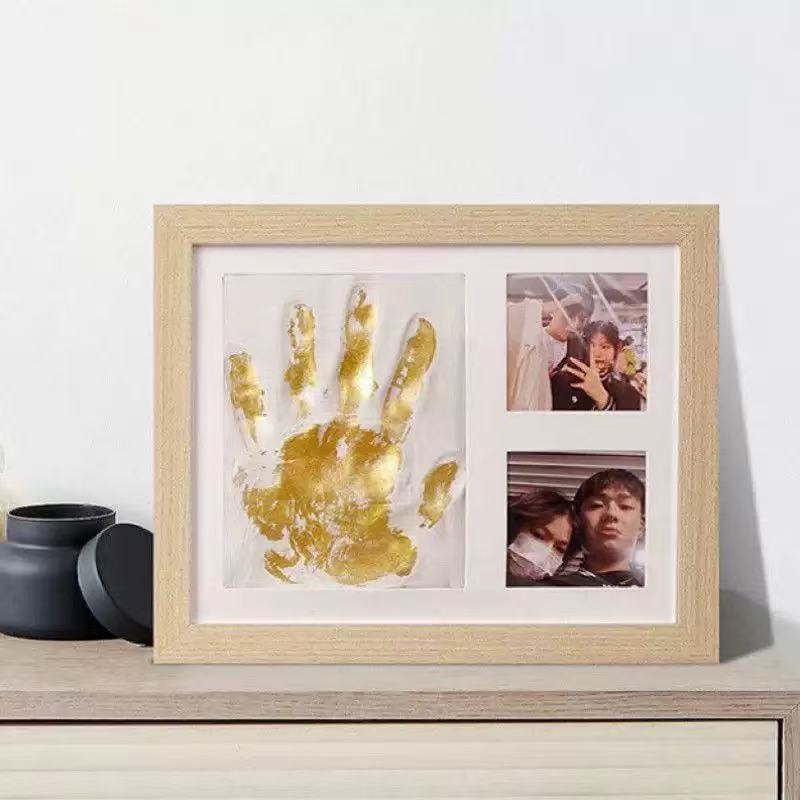 DIY Baby Handprint & Footprint Keepsake Frame Kit with Air-Dry Clay, 2 Photo Openings, Paint Set & Display Stand for Newborn, Pet Paw Prints & Family Gifts