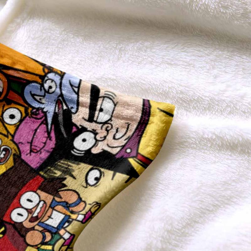 Retro Cartoon Character Flannel Blanket - Classic Animation Collage Print, Flannel Fabric, Multi-Size, Wrinkle Resistant, Anti-Pilling, Soft, Cozy, Lightweight, Durable Indoor/Outdoor Throw for Sofa, Bedroom, Gift Use, Home Office