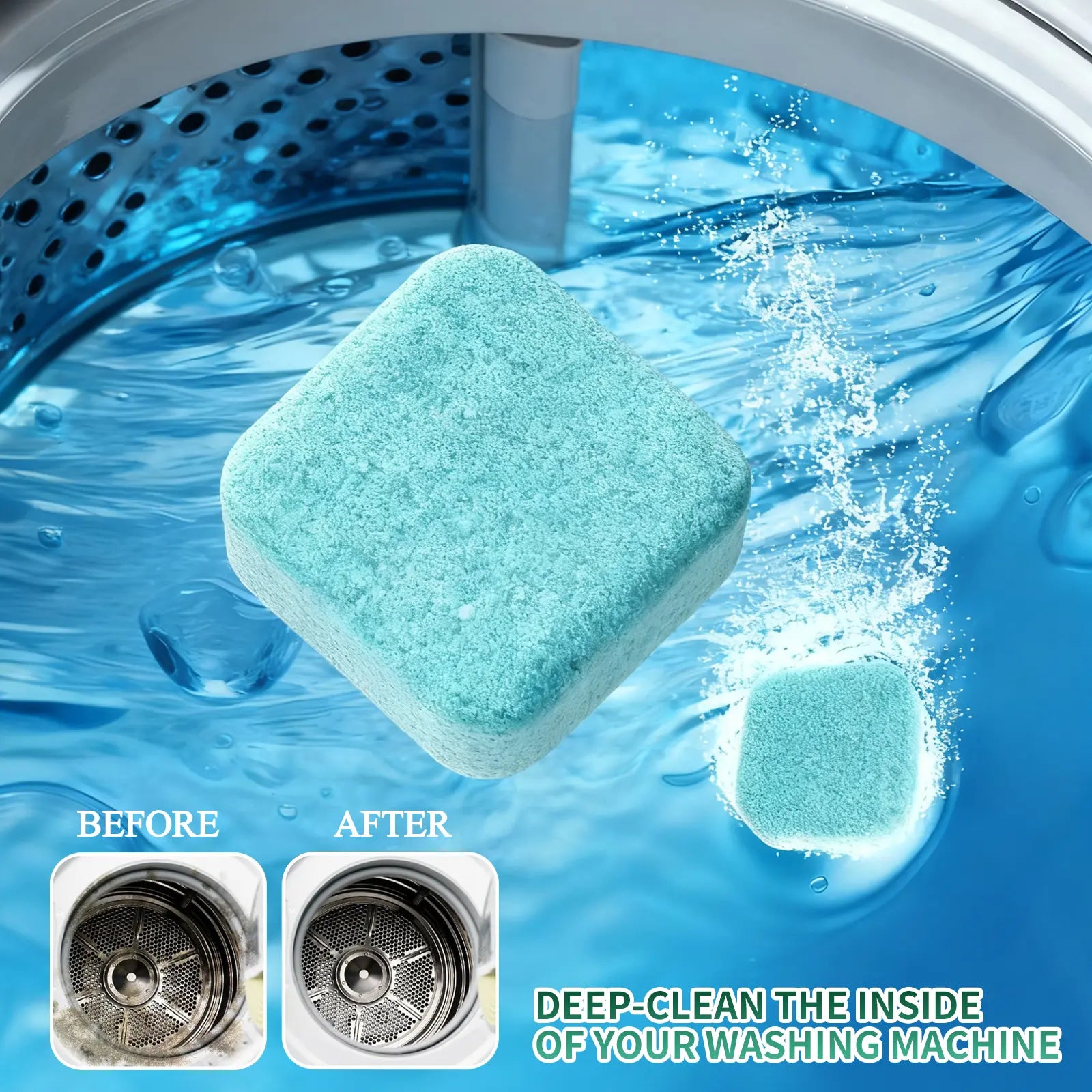 Eco-Friendly Washing Machine Cleaner 12 Tablets Removes Pet Hair Buildup