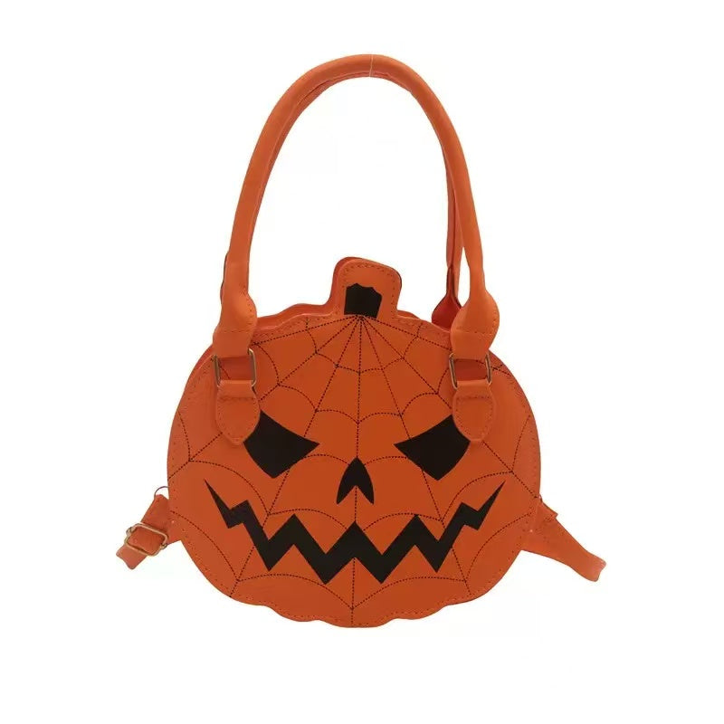 Halloween Pumpkin Shaped Handbag, PU Leather Shoulder & Crossbody Bag with Adjustable Strap, Cute Autumn Purse for Women