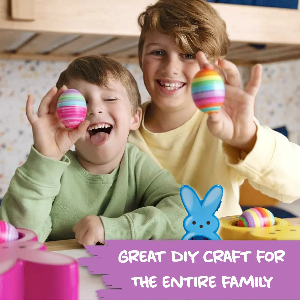 PEEPS Bunny Eggmazing Egg Decorator with 6 Colorful Markers for Less Mess Easter Fun DIY Decorations