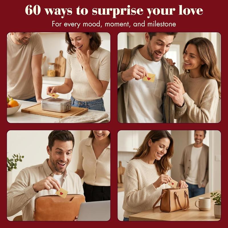 DIY Love Notes Box - Mini Blank Cards & Envelopes for Him Her - Cute Valentine’s Day Anniversary Gift for Boyfriend Valentine's Day