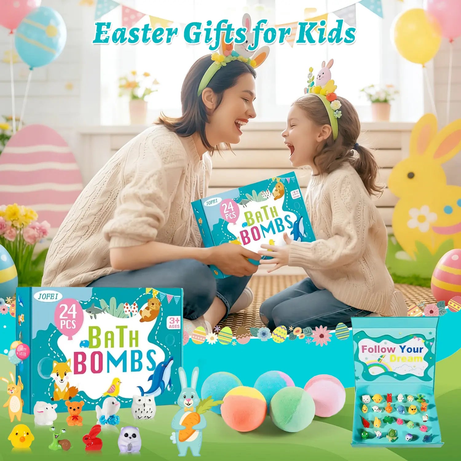 24 Pack Kid Bath Bombs Gift Set